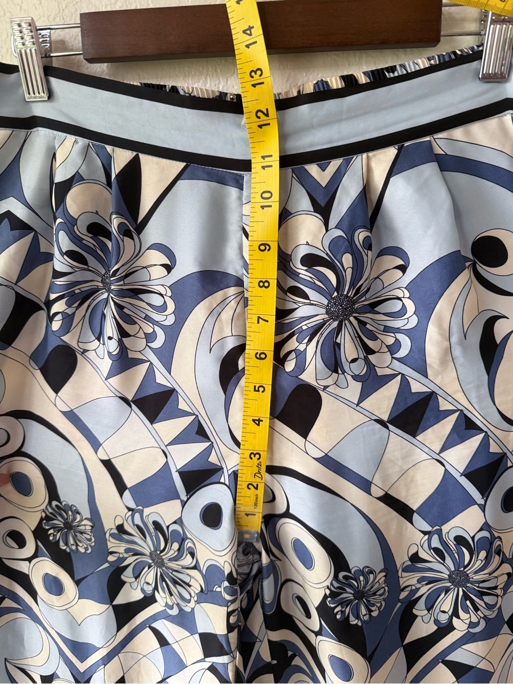 H&M Blue & White Geometric Floral Wide-Leg Pants size 10 - Picture 7 of 12